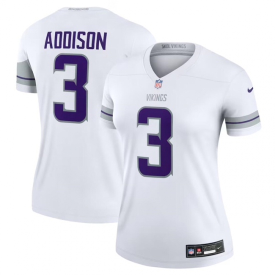 Women Minnesota Vikings 3 Jordan Addison White Winter Warrior Limited Stitched Jersey Women Minnesota Vikings 3 Jordan Addison White Winter Warrior Limited Stitched Jersey