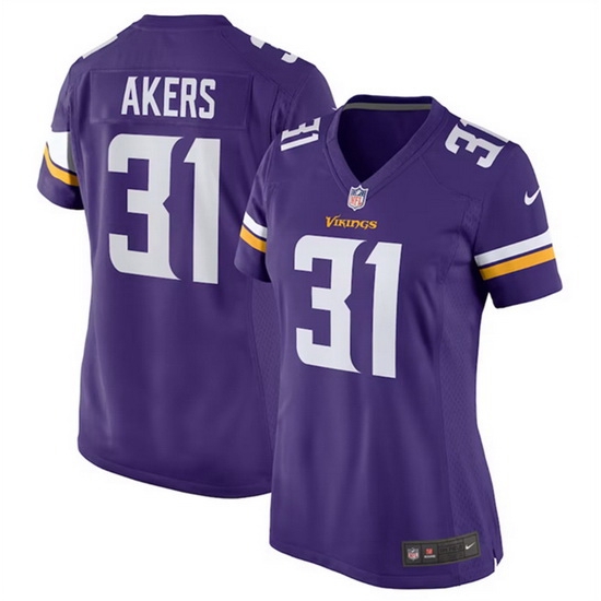 Women Minnesota Vikings 31 Cam Akers Purple Stitched Jersey 28Run Small 29 Women Minnesota Vikings 31 Cam Akers Purple Stitched Jersey 28Run Small 29