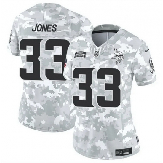 Women Minnesota Vikings 33 Aaron Jones 2024 F U S E Arctic Camo Salute To Service Limited Stitched Jersey Women Minnesota Vikings 33 Aaron Jones 2024 F U S E Arctic Camo Salute To Service Limited Stitched Jersey