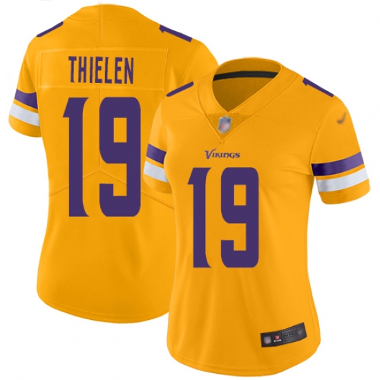 Women Vikings 19 Adam Thielen Gold Stitched Football Limited Inverted Legend Jersey Women Vikings 19 Adam Thielen Gold Stitched Football Limited Inverted Legend Jersey