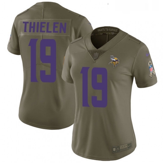 Womens Nike Minnesota Vikings 19 Adam Thielen Limited Olive 2017 Salute to Service NFL Jersey Womens Nike Minnesota Vikings 19 Adam Thielen Limited Olive 2017 Salute to Service NFL Jersey
