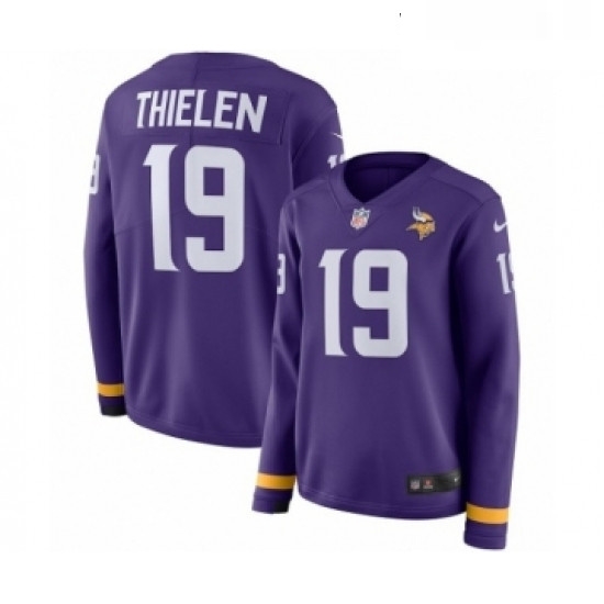Womens Nike Minnesota Vikings 19 Adam Thielen Limited Purple Therma Long Sleeve NFL Jersey Womens Nike Minnesota Vikings 19 Adam Thielen Limited Purple Therma Long Sleeve NFL Jersey
