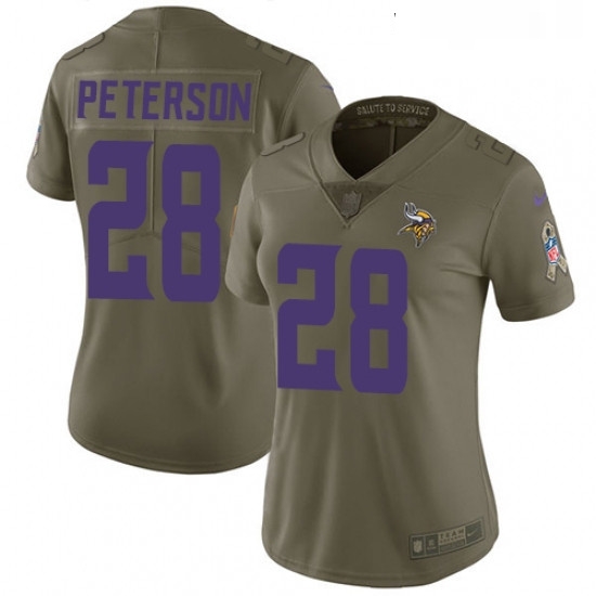 Womens Nike Minnesota Vikings 28 Adrian Peterson Limited Olive 2017 Salute to Service NFL Jersey Womens Nike Minnesota Vikings 28 Adrian Peterson Limited Olive 2017 Salute to Service NFL Jersey