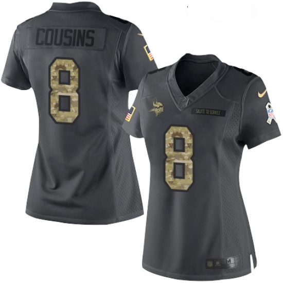 Womens Nike Minnesota Vikings 8 Kirk Cousins Limited Black 2016 Salute to Service NFL Jersey Womens Nike Minnesota Vikings 8 Kirk Cousins Limited Black 2016 Salute to Service NFL Jersey
