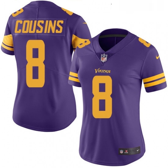 Womens Nike Minnesota Vikings 8 Kirk Cousins Limited Purple Rush Vapor Untouchable NFL Jersey Womens Nike Minnesota Vikings 8 Kirk Cousins Limited Purple Rush Vapor Untouchable NFL Jersey