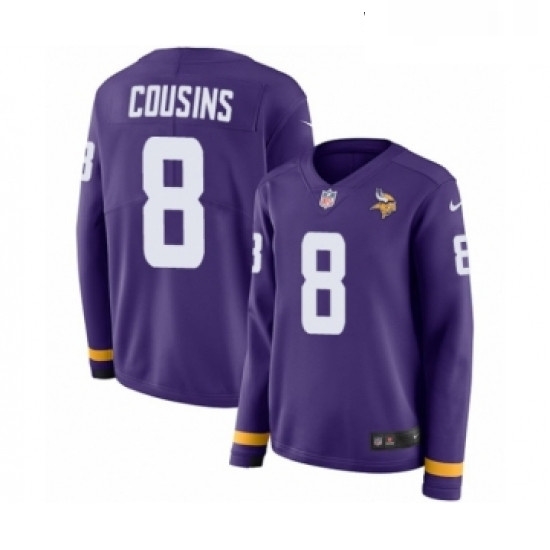 Womens Nike Minnesota Vikings 8 Kirk Cousins Limited Purple Therma Long Sleeve NFL Jersey Womens Nike Minnesota Vikings 8 Kirk Cousins Limited Purple Therma Long Sleeve NFL Jersey