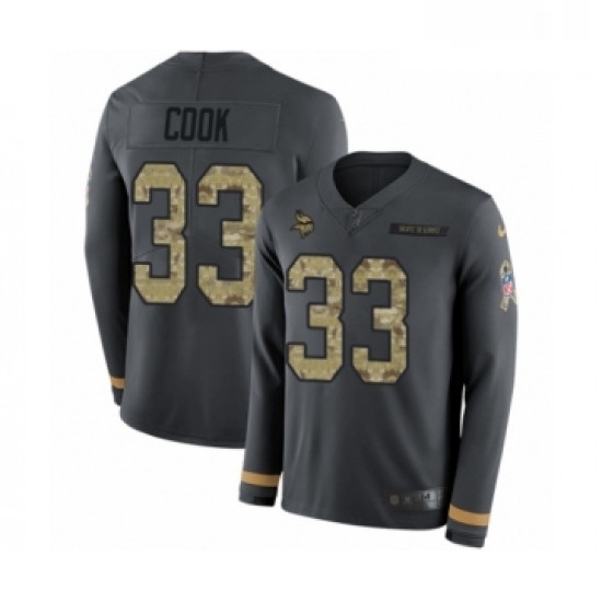 Youth Nike Minnesota Vikings 33 Dalvin Cook Limited Black Salute to Service Therma Long Sleeve NFL Jersey Youth Nike Minnesota Vikings 33 Dalvin Cook Limited Black Salute to Service Therma Long Sleeve NFL Jersey