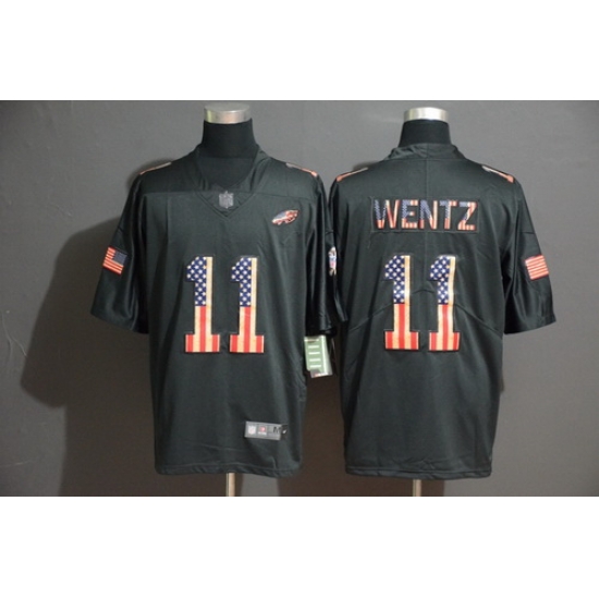 Eagles 11 Carson Wentz 2019 Black Salute To Service USA Flag Fashion Limited Jersey Eagles 11 Carson Wentz 2019 Black Salute To Service USA Flag Fashion Limited Jersey