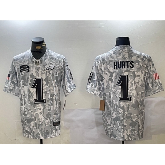 Men Philadelphia Eagles 1 Jalen Hurts 2024 F U S E Arctic Camo Salute To Service Limited Stitched Football jerseys Men Philadelphia Eagles 1 Jalen Hurts 2024 F U S E Arctic Camo Salute To Service Limited Stitched Football jerseys