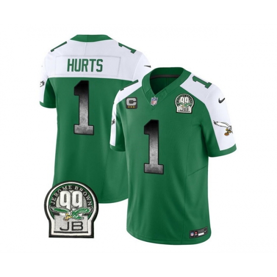 Men Philadelphia Eagles 1 Jalen Hurts Green White 2023 F U S E With 3 Star C Patch Throwback Vapor Untouchable Limited Stitched Football Jersey Men Philadelphia Eagles 1 Jalen Hurts Green White 2023 F U S E With 3 Star C Patch Throwback Vapor Untouchable Limited Stitched Football Jersey