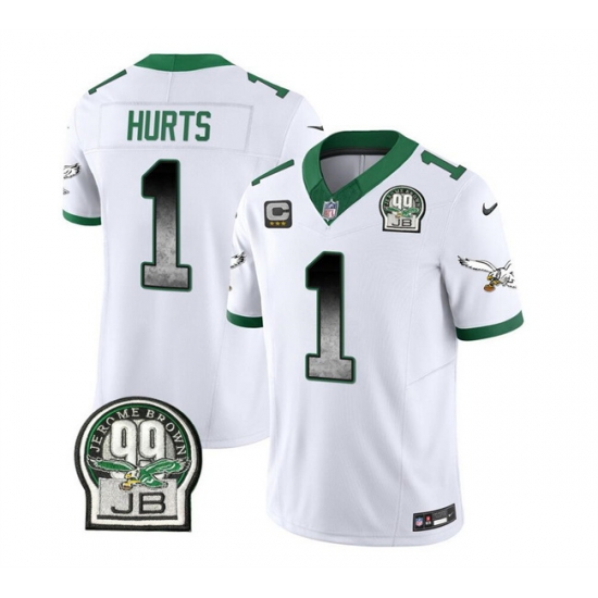 Men Philadelphia Eagles 1 Jalen Hurts White 2023 F U S E With 3 Star C Patch Throwback Vapor Untouchable Limited Stitched Football Jersey Men Philadelphia Eagles 1 Jalen Hurts White 2023 F U S E With 3 Star C Patch Throwback Vapor Untouchable Limited Stitched Football Jersey