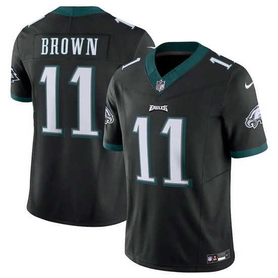 Men Philadelphia Eagles 11 A J Brown Black 2023 F U S E Vapor Untouchable Limited Stitched Football Jersey Men Philadelphia Eagles 11 A J Brown Black 2023 F U S E Vapor Untouchable Limited Stitched Football Jersey