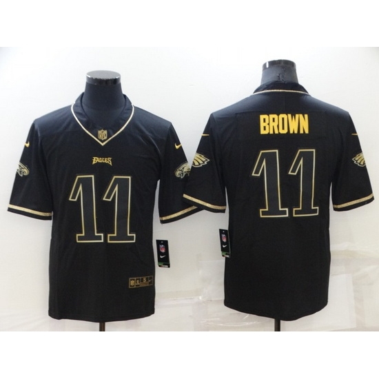 Men Philadelphia Eagles 11 A J Brown Black Gold Salute To Service Limited Stitched jersey Men Philadelphia Eagles 11 A J Brown Black Gold Salute To Service Limited Stitched jersey