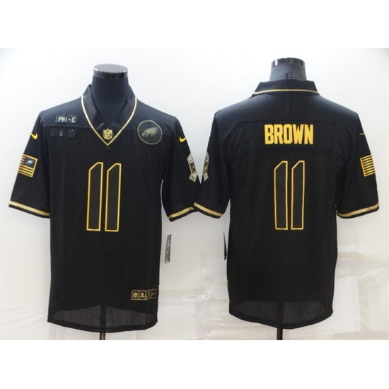Men Philadelphia Eagles 11 A J Brown Black Gold Salute To Service Limited Stitched jerseyy Men Philadelphia Eagles 11 A J Brown Black Gold Salute To Service Limited Stitched jerseyy