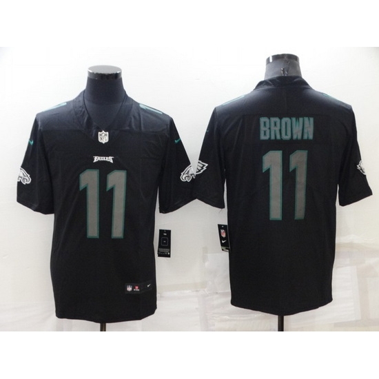 Men Philadelphia Eagles 11 A J Brown Black Impact Limited Stitched Jerse Men Philadelphia Eagles 11 A J Brown Black Impact Limited Stitched Jerse