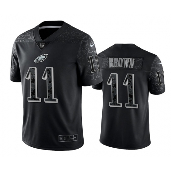 Men Philadelphia Eagles 11 A J Brown Black Reflective Limited Stitched Jersey Men Philadelphia Eagles 11 A J Brown Black Reflective Limited Stitched Jersey