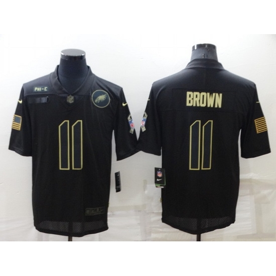 Men Philadelphia Eagles 11 A J Brown Black Salute To Service Limited Stitched Jerse Men Philadelphia Eagles 11 A J Brown Black Salute To Service Limited Stitched Jerse