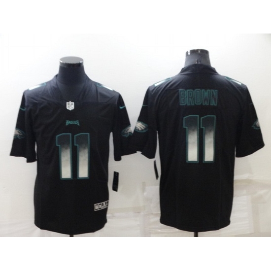 Men Philadelphia Eagles 11 A J Brown Black Smoke Fashion Limited Stitched Jerse Men Philadelphia Eagles 11 A J Brown Black Smoke Fashion Limited Stitched Jerse