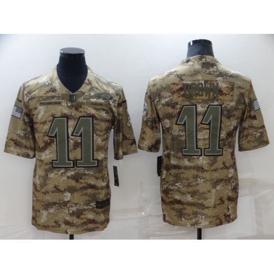 Men Philadelphia Eagles 11 A J Brown Camo Salute To Service Limited Stitched jersey Men Philadelphia Eagles 11 A J Brown Camo Salute To Service Limited Stitched jersey