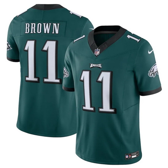 Men Philadelphia Eagles 11 A J Brown Green 2023 F U S E Vapor Untouchable Limited Stitched Football Jersey Men Philadelphia Eagles 11 A J Brown Green 2023 F U S E Vapor Untouchable Limited Stitched Football Jersey