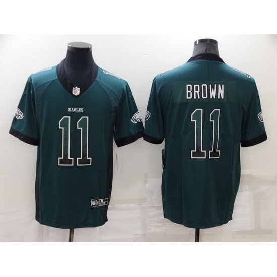Men Philadelphia Eagles 11 A J Brown Green Fashion Color Rush Limited Stitched Jerse Men Philadelphia Eagles 11 A J Brown Green Fashion Color Rush Limited Stitched Jerse