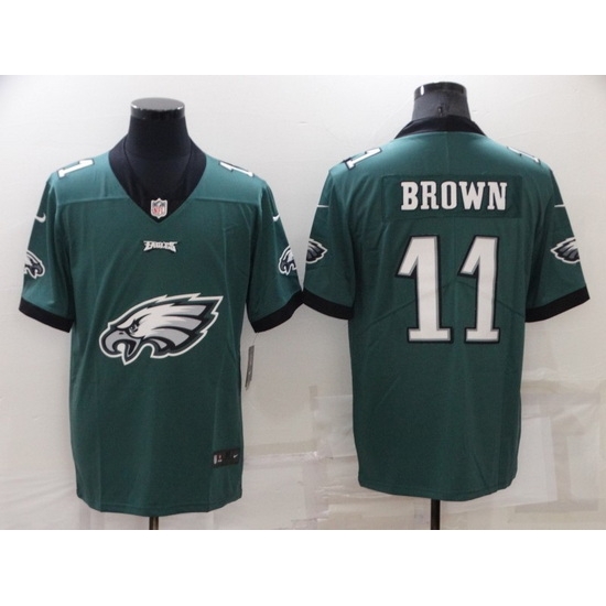 Men Philadelphia Eagles 11 A J Brown Green Team Big Logo Limited Stitched jersey Men Philadelphia Eagles 11 A J Brown Green Team Big Logo Limited Stitched jersey
