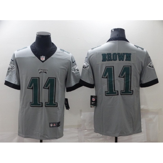 Men Philadelphia Eagles 11 A J Brown Grey Vapor Untouchable Limited Stitched jersey Men Philadelphia Eagles 11 A J Brown Grey Vapor Untouchable Limited Stitched jersey
