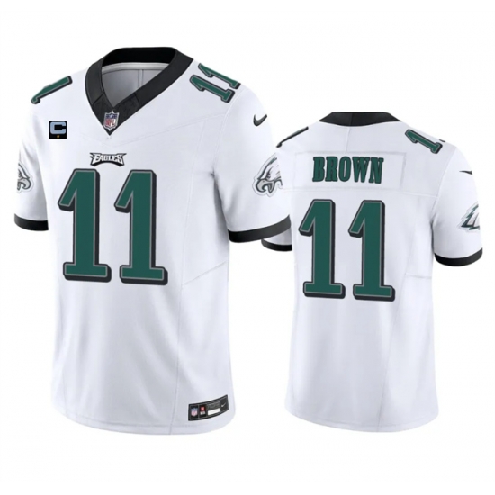 Men Philadelphia Eagles 11 A J Brown White 2023 F U S E With 1 Star C Patch Vapor Untouchable Limited Stitched Football Jersey Men Philadelphia Eagles 11 A J Brown White 2023 F U S E With 1 Star C Patch Vapor Untouchable Limited Stitched Football Jersey