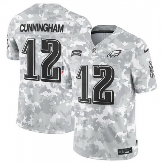 Men Philadelphia Eagles 12 Randall Cunningham 2024 F U S E Arctic Camo Salute To Service Limited Stitched Football Jersey Men Philadelphia Eagles 12 Randall Cunningham 2024 F U S E Arctic Camo Salute To Service Limited Stitched Football Jersey