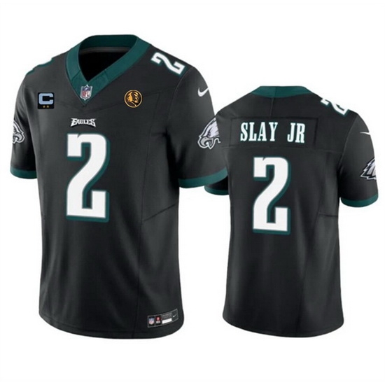 Men Philadelphia Eagles 2 Darius Slay JR Black 2023 F U S E With 2 Star C Patch And John Madden Patch Vapor Limited Stitched Football Jersey Men Philadelphia Eagles 2 Darius Slay JR Black 2023 F U S E With 2 Star C Patch And John Madden Patch Vapor Limited Stitched Football Jersey