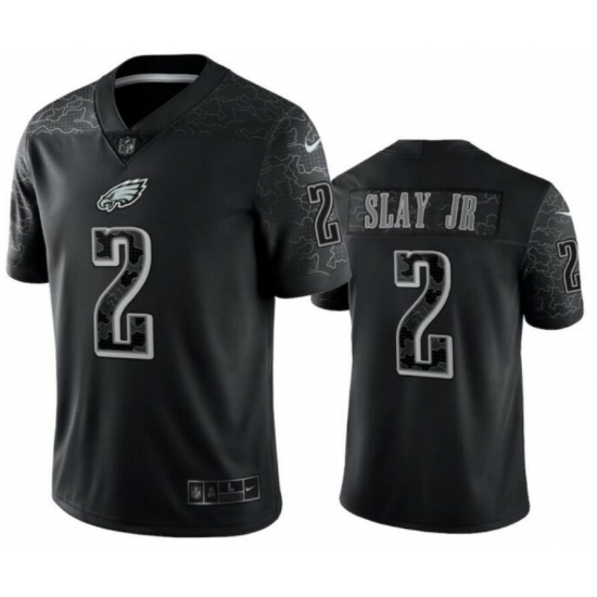 Men Philadelphia Eagles 2 Darius Slay Jr Black Reflective Limited Stitched Jersey Men Philadelphia Eagles 2 Darius Slay Jr Black Reflective Limited Stitched Jersey