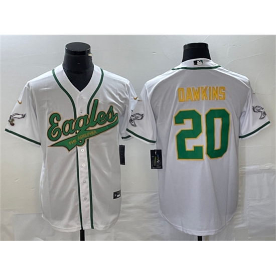 Men Philadelphia Eagles 20 Brian Dawkins White Gold Cool Base Stitched Baseball Jersey Men Philadelphia Eagles 20 Brian Dawkins White Gold Cool Base Stitched Baseball Jersey