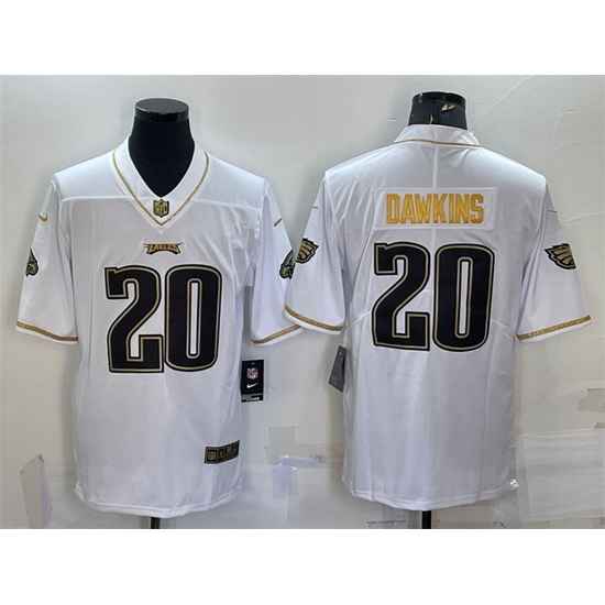 Men Philadelphia Eagles 20 Brian Dawkins White Gold Limited Stitched Jersey Men Philadelphia Eagles 20 Brian Dawkins White Gold Limited Stitched Jersey