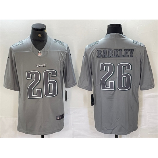 Men Philadelphia Eagles 26 Saquon Barkley Grey Atmosphere Fashion Stitched Jersey Men Philadelphia Eagles 26 Saquon Barkley Grey Atmosphere Fashion Stitched Jersey