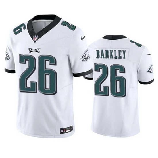 Men Philadelphia Eagles 26 Saquon Barkley White 2023 F U S E Vapor Untouchable Limited Football Stitched Jersey Men Philadelphia Eagles 26 Saquon Barkley White 2023 F U S E Vapor Untouchable Limited Football Stitched Jersey