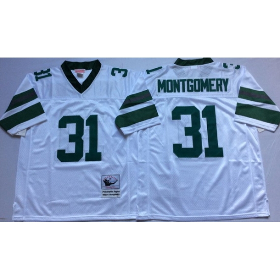 Men Philadelphia Eagles 31 Wilbert Montgomery White M&N Throwback Jersey