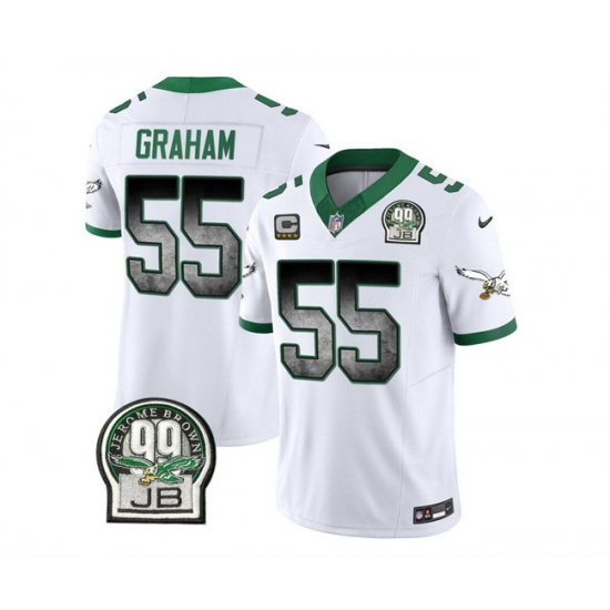 Men Philadelphia Eagles 55 Brandon Graham White 2023 F U S E With 4 Star C Patch Throwback Vapor Untouchable Limited Stitched Football Jersey Men Philadelphia Eagles 55 Brandon Graham White 2023 F U S E With 4 Star C Patch Throwback Vapor Untouchable Limited Stitched Football Jersey