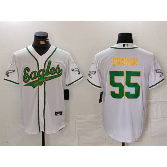 Men Philadelphia Eagles 55 Brandon Graham White Gold Cool Base Stitched Baseball Jersey Men Philadelphia Eagles 55 Brandon Graham White Gold Cool Base Stitched Baseball Jersey