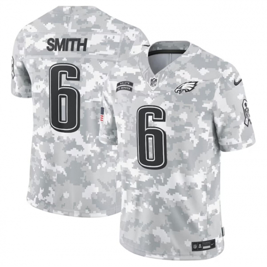Men Philadelphia Eagles 6 DeVonta Smith 2024 Arctic Camo Salute To Service Limited Stitched Football Jersey Men Philadelphia Eagles 6 DeVonta Smith 2024 Arctic Camo Salute To Service Limited Stitched Football Jersey