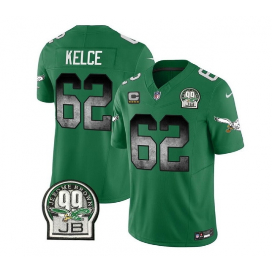 Men Philadelphia Eagles 62 Jason Kelce Green 2023 F U S E With 4 Star C Patch Throwback Vapor Untouchable Limited Stitched Football Jersey Men Philadelphia Eagles 62 Jason Kelce Green 2023 F U S E With 4 Star C Patch Throwback Vapor Untouchable Limited Stitched Football Jersey