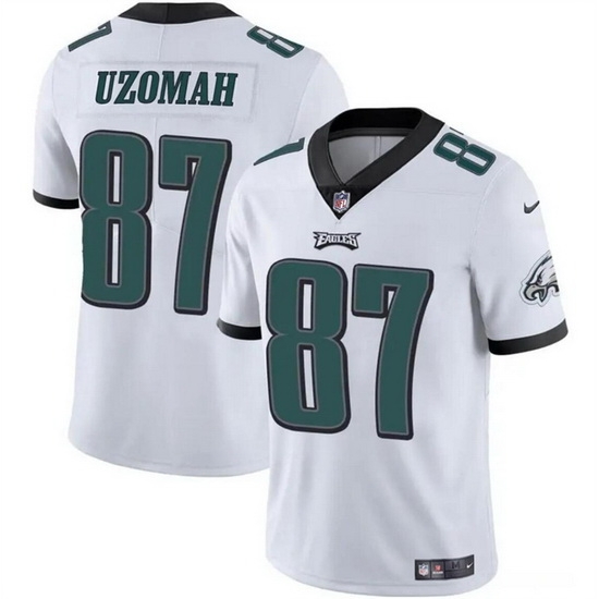 Men Philadelphia Eagles 87 C J Uzomah White Vapor Untouchable Limited Stitched Football Jersey Men Philadelphia Eagles 87 C J Uzomah White Vapor Untouchable Limited Stitched Football Jersey