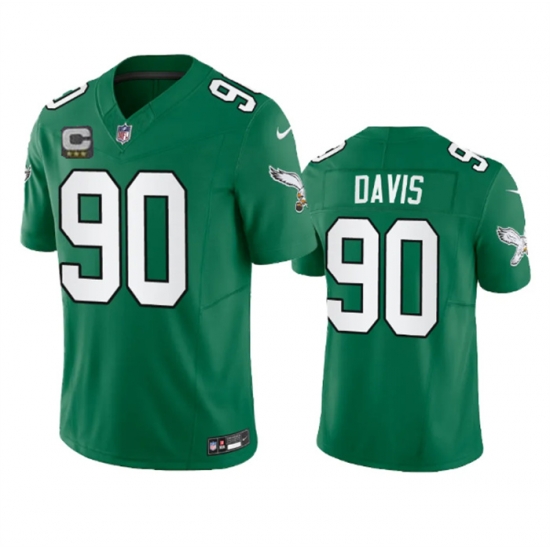 Men Philadelphia Eagles 90 Jordan Davis Green 2023 F U S E With C Patch Vapor Untouchable Stitched Football Jersey Men Philadelphia Eagles 90 Jordan Davis Green 2023 F U S E With C Patch Vapor Untouchable Stitched Football Jersey