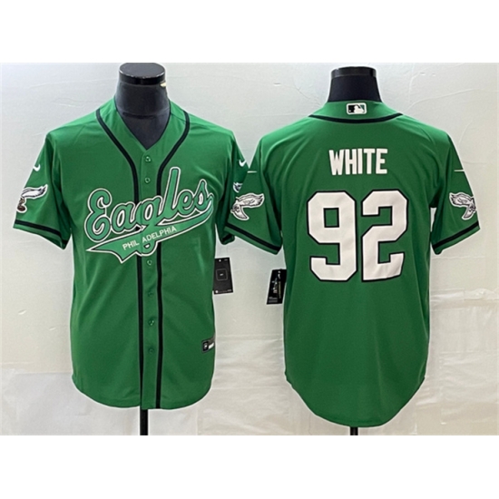 Men Philadelphia Eagles 92 Reggie White Green Cool Base Stitched Baseball Jersey Men Philadelphia Eagles 92 Reggie White Green Cool Base Stitched Baseball Jersey