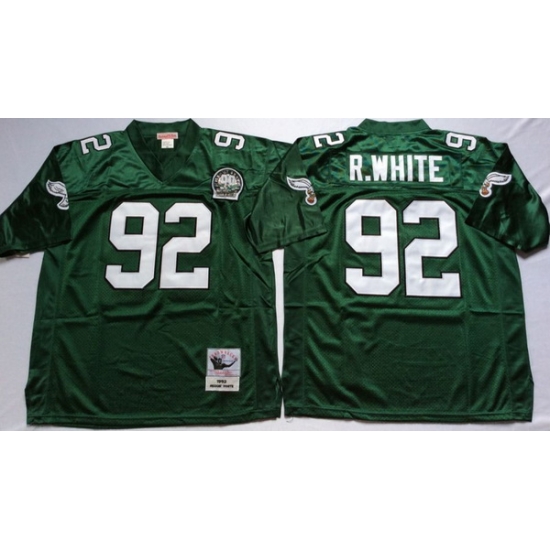 Men Philadelphia Eagles 92 Reggie White Green M&N Throwback Jersey Men Philadelphia Eagles 92 Reggie White Green M&N Throwback Jersey