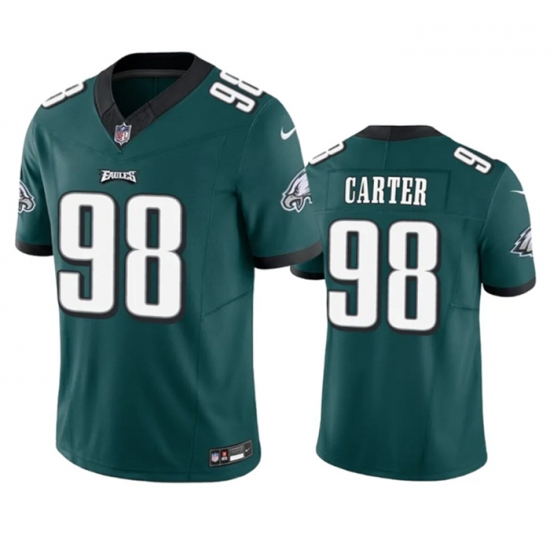 Men Philadelphia Eagles 98 Jalen Carter Green 2023 F U S E Vapor Untouchable Limited Stitched Football Jersey Men Philadelphia Eagles 98 Jalen Carter Green 2023 F U S E Vapor Untouchable Limited Stitched Football Jersey