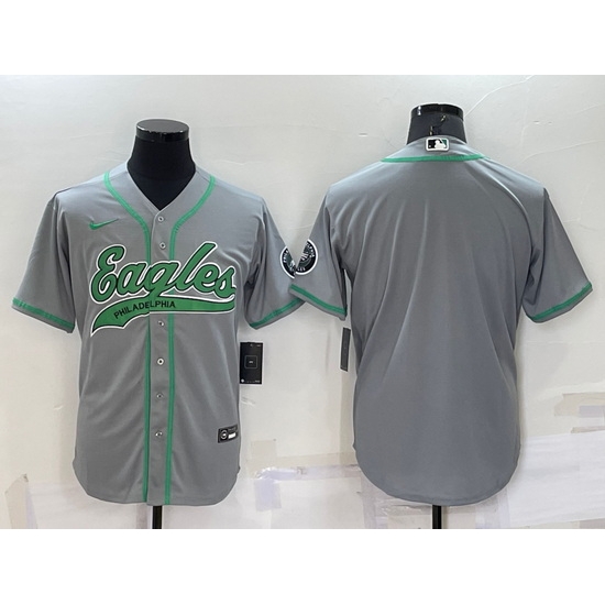 Men Philadelphia Eagles Blank Grey Cool Base Stitched Baseball Jersey Men Philadelphia Eagles Blank Grey Cool Base Stitched Baseball Jersey