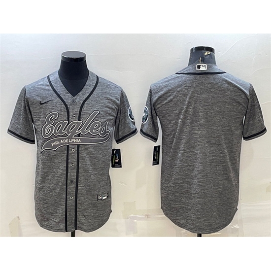 Men Philadelphia Eagles Blank Grey With Patch Cool Base Stitched Baseball Jersey Men Philadelphia Eagles Blank Grey With Patch Cool Base Stitched Baseball Jersey