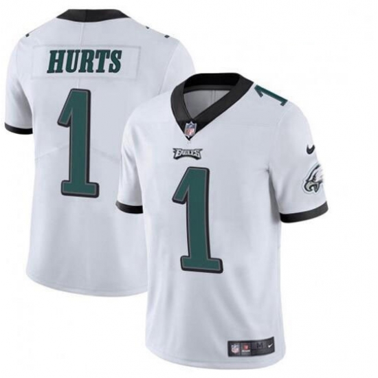 Men Philadelphia Eagles Jalen Hurts 1 Limited White Vapor Untouchable NFL Jersey Men Philadelphia Eagles Jalen Hurts 1 Limited White Vapor Untouchable NFL Jersey