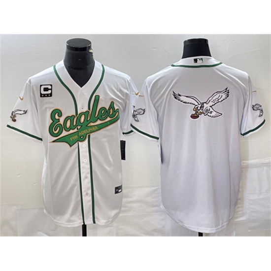 Men Philadelphia Eagles White Gold Team Big Logo With C Patch Cool Base Stitched Baseball Jersey Men Philadelphia Eagles White Gold Team Big Logo With C Patch Cool Base Stitched Baseball Jersey