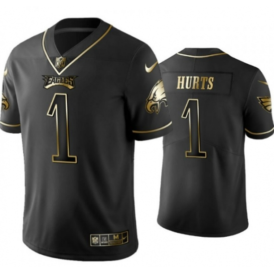 Men's Eagles #1 Jalen Hurts Black Gold Vapor Untouchable Limited Stitched NFL Jersey Men's Eagles #1 Jalen Hurts Black Gold Vapor Untouchable Limited Stitched NFL Jersey